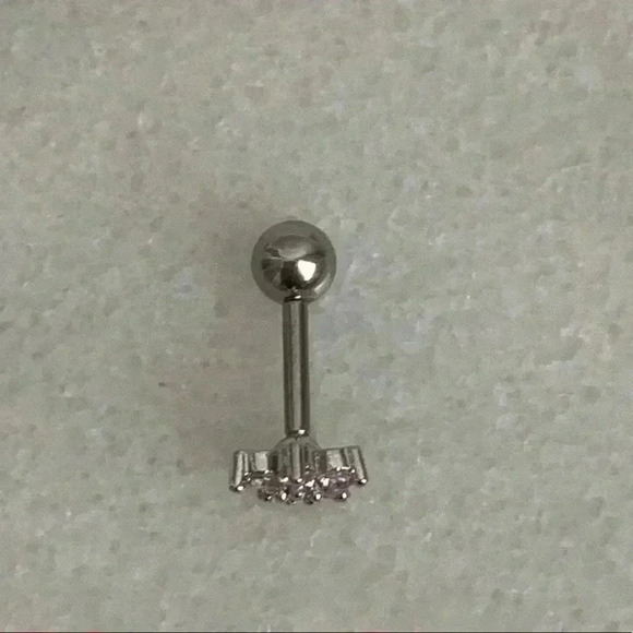 COPY - Sterling Silver Crystal Flower Cartilage Earring - Picture 3 of 3